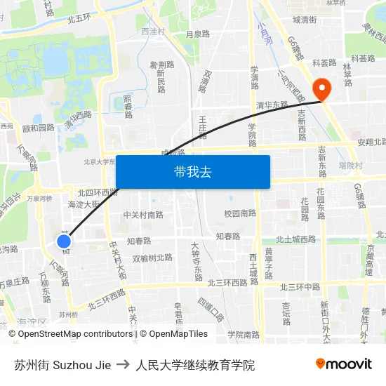苏州街 Suzhou Jie to 人民大学继续教育学院 map