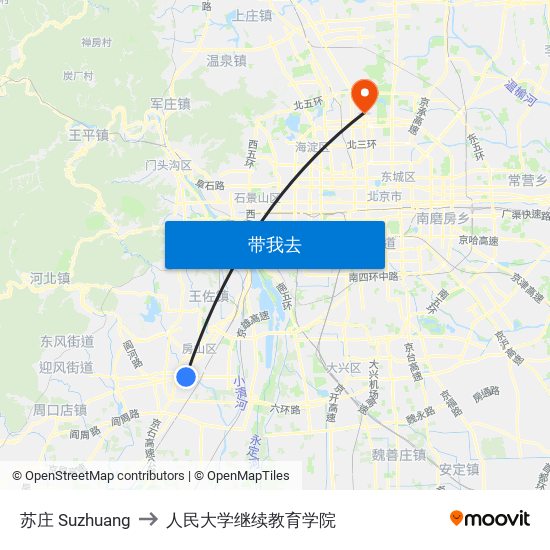 苏庄 Suzhuang to 人民大学继续教育学院 map