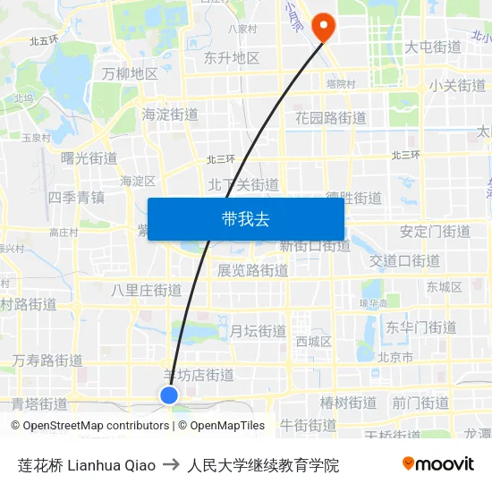 莲花桥 Lianhua Qiao to 人民大学继续教育学院 map