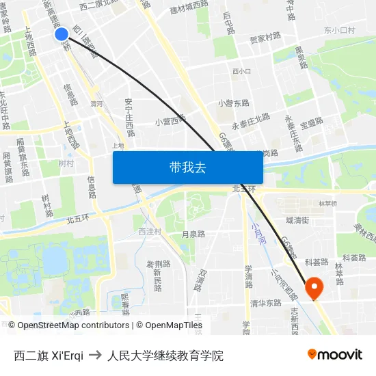 西二旗 Xi'Erqi to 人民大学继续教育学院 map