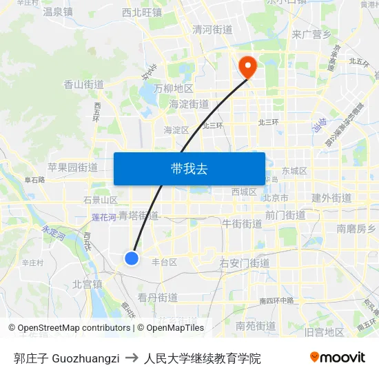 郭庄子 Guozhuangzi to 人民大学继续教育学院 map
