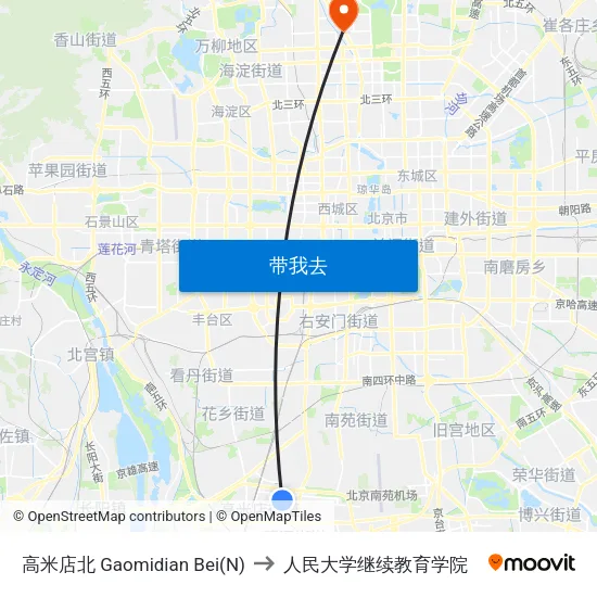 高米店北 Gaomidian Bei(N) to 人民大学继续教育学院 map