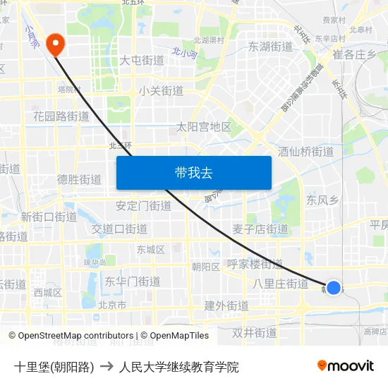 十里堡(朝阳路) to 人民大学继续教育学院 map