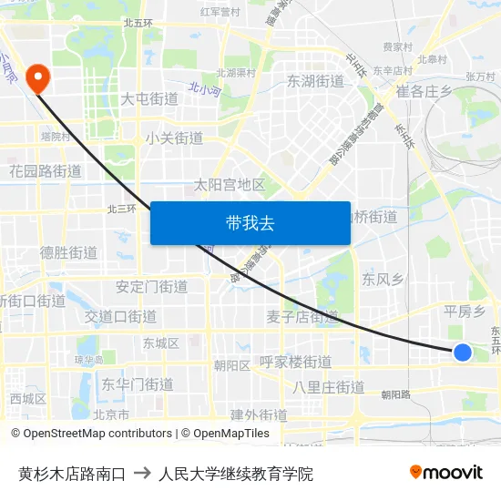 黄杉木店路南口 to 人民大学继续教育学院 map