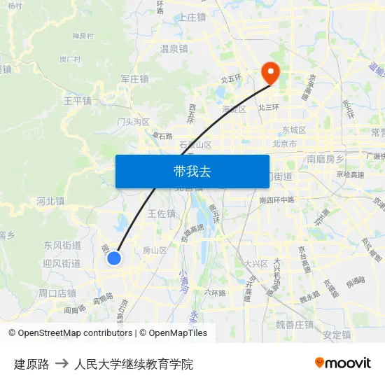 建原路 to 人民大学继续教育学院 map