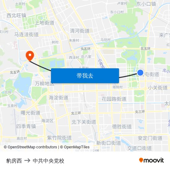 豹房西 to 中共中央党校 map