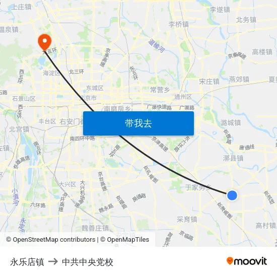 永乐店镇 to 中共中央党校 map