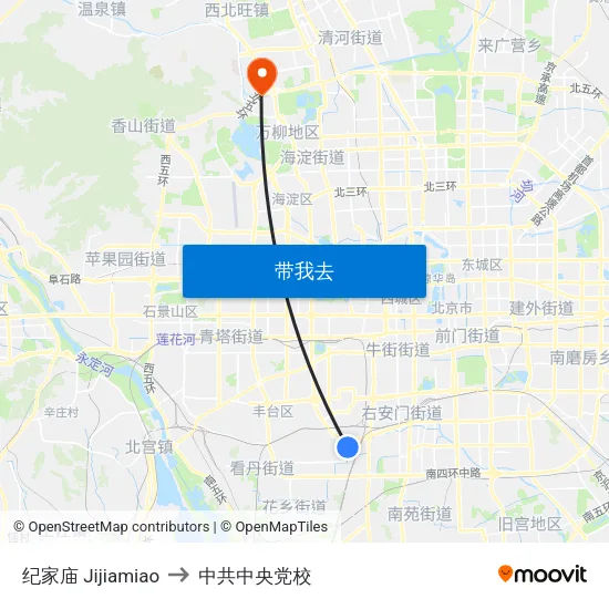 纪家庙 Jijiamiao to 中共中央党校 map