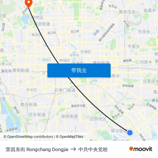 荣昌东街 Rongchang Dongjie to 中共中央党校 map