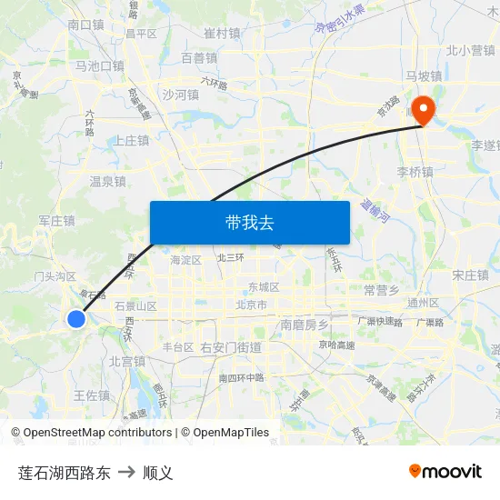 莲石湖西路东 to 顺义 map