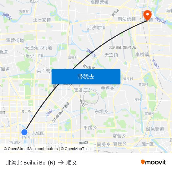北海北 Beihai Bei (N) to 顺义 map