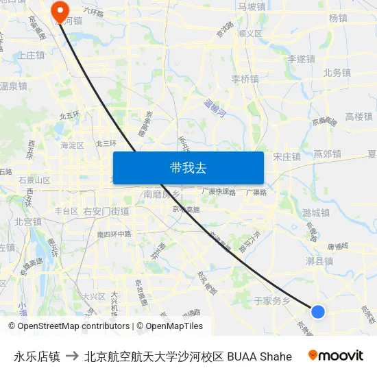 永乐店镇 to 北京航空航天大学沙河校区 BUAA Shahe map