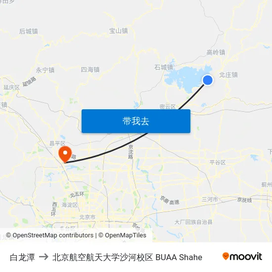 白龙潭 to 北京航空航天大学沙河校区 BUAA Shahe map