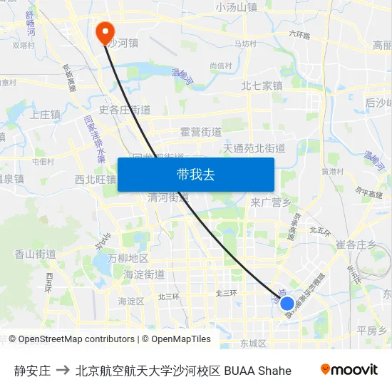 静安庄 to 北京航空航天大学沙河校区 BUAA Shahe map