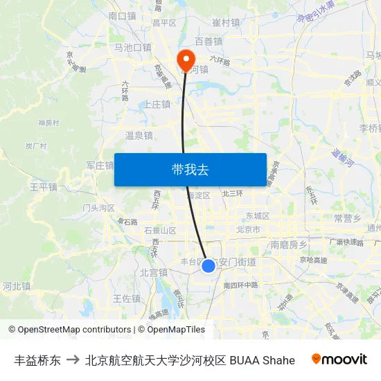 丰益桥东 to 北京航空航天大学沙河校区 BUAA Shahe map