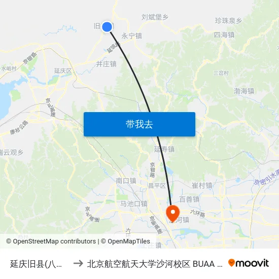 延庆旧县(八峪路) to 北京航空航天大学沙河校区 BUAA Shahe map