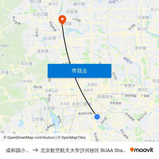 成和园小区 to 北京航空航天大学沙河校区 BUAA Shahe map