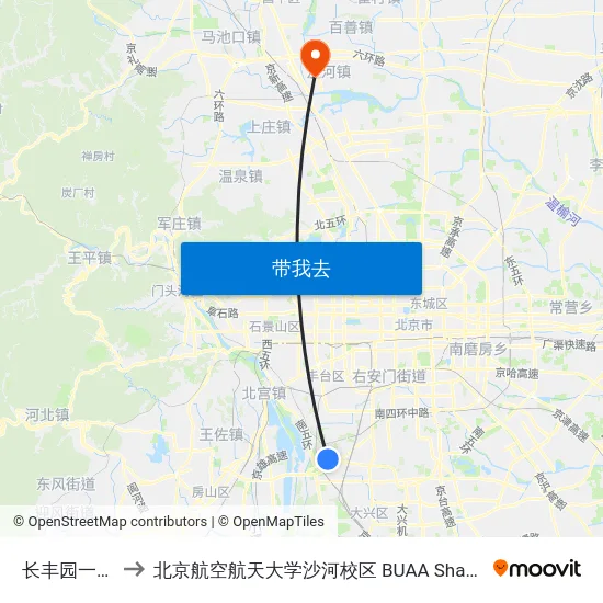 长丰园一区 to 北京航空航天大学沙河校区 BUAA Shahe map