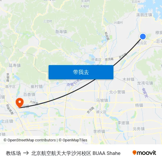 教练场 to 北京航空航天大学沙河校区 BUAA Shahe map