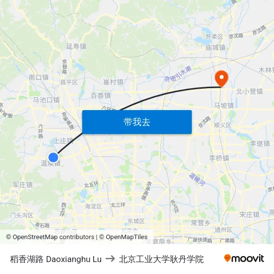 稻香湖路 Daoxianghu Lu to 北京工业大学耿丹学院 map