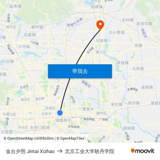 金台夕照 Jintai Xizhao to 北京工业大学耿丹学院 map