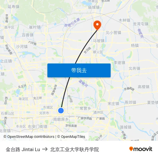 金台路 Jintai Lu to 北京工业大学耿丹学院 map