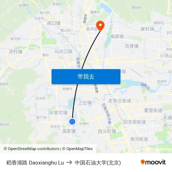 稻香湖路 Daoxianghu Lu to 中国石油大学(北京) map