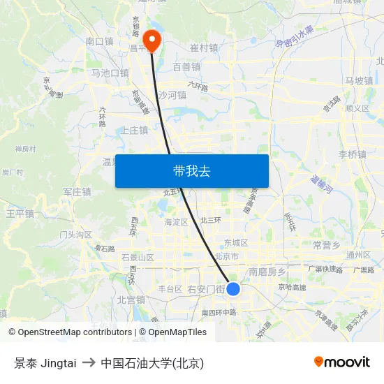 景泰  Jingtai to 中国石油大学(北京) map
