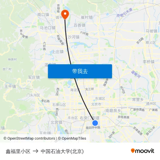 鑫福里小区 to 中国石油大学(北京) map