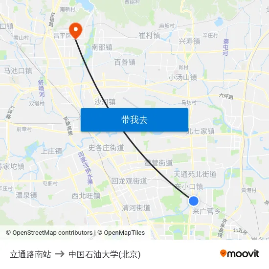 立通路南站 to 中国石油大学(北京) map