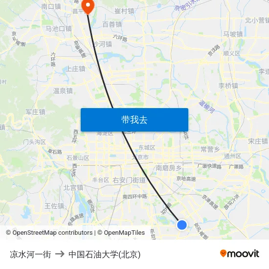凉水河一街 to 中国石油大学(北京) map
