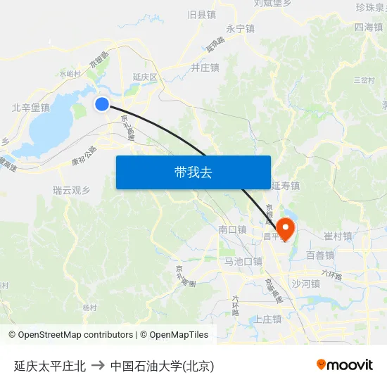 延庆太平庄北 to 中国石油大学(北京) map