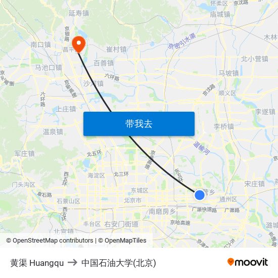 黄渠 Huangqu to 中国石油大学(北京) map