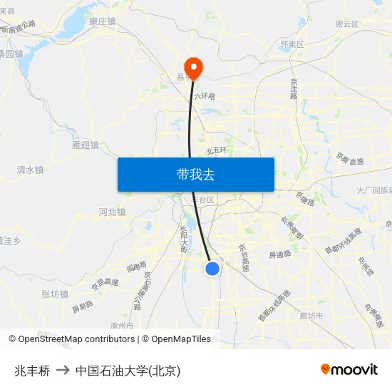兆丰桥 to 中国石油大学(北京) map