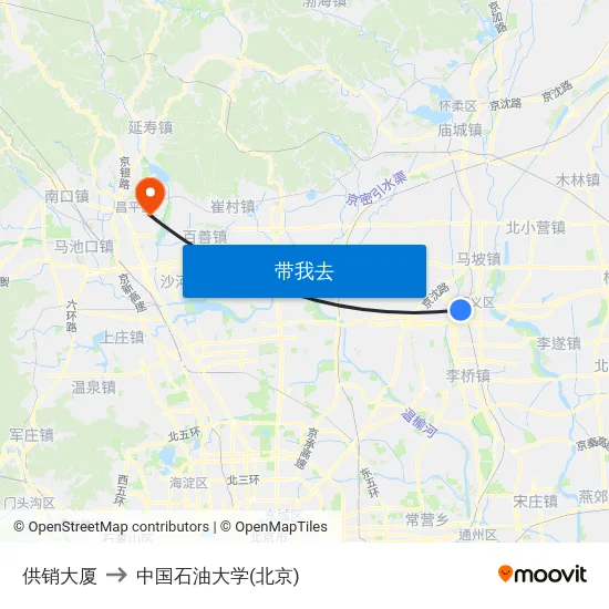 供销大厦 to 中国石油大学(北京) map