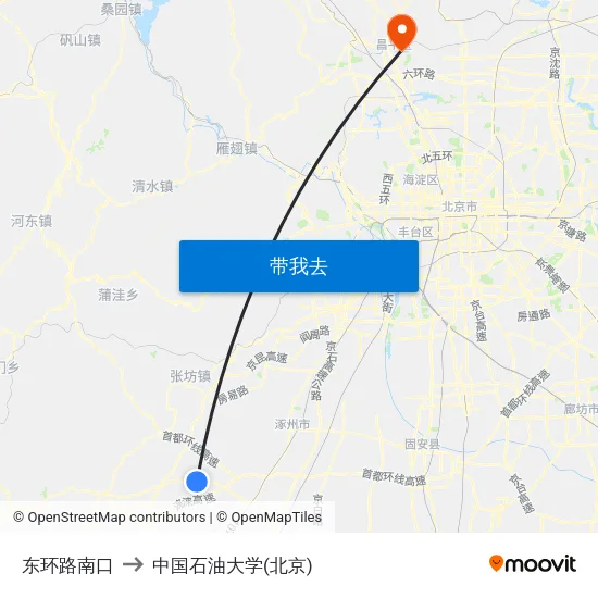 东环路南口 to 中国石油大学(北京) map
