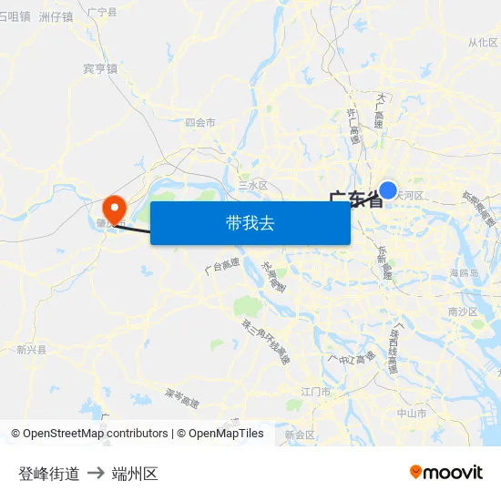 登峰街道 to 端州区 map