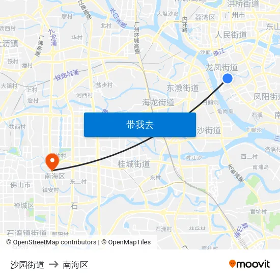 沙园街道 to 南海区 map
