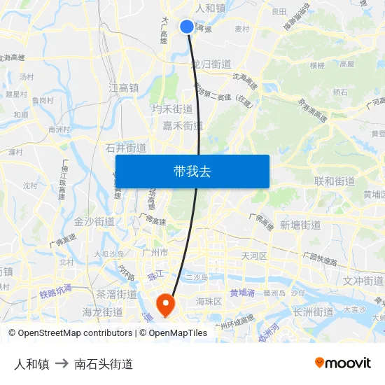 人和镇 to 南石头街道 map