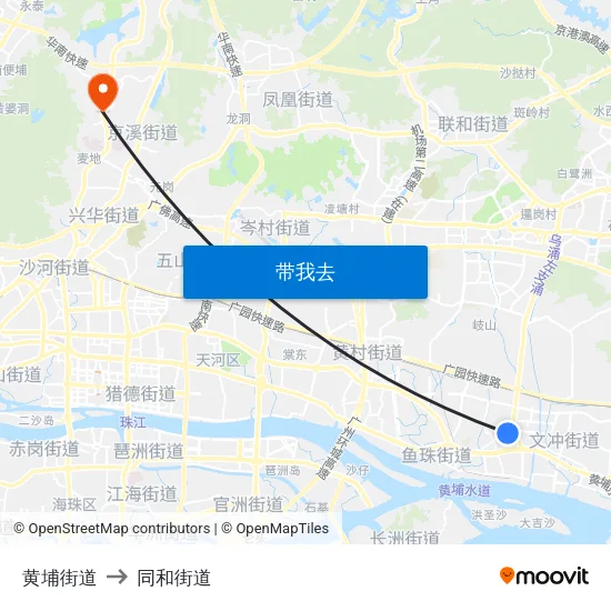 黄埔街道 to 同和街道 map