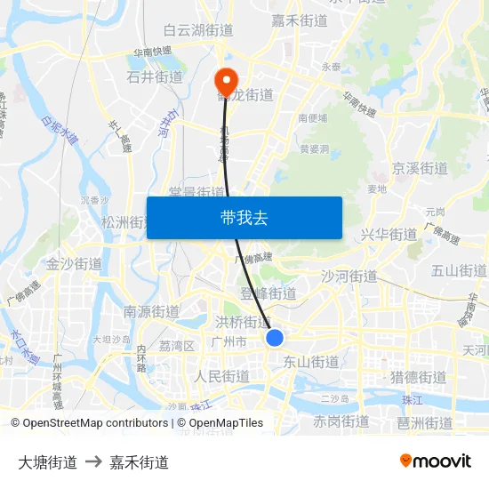 大塘街道 to 嘉禾街道 map