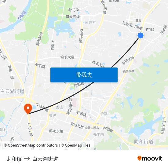 太和镇 to 白云湖街道 map