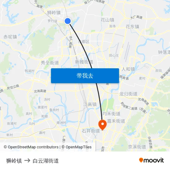 狮岭镇 to 白云湖街道 map