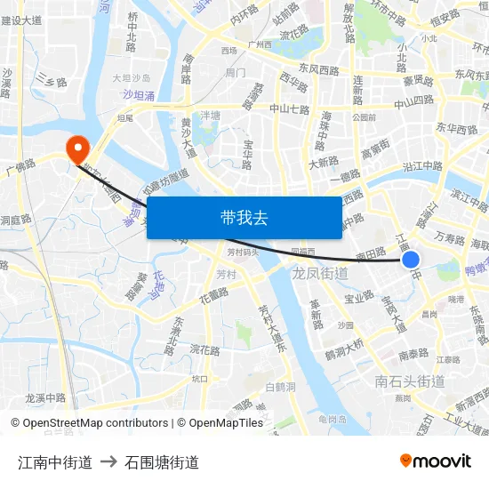 江南中街道 to 石围塘街道 map
