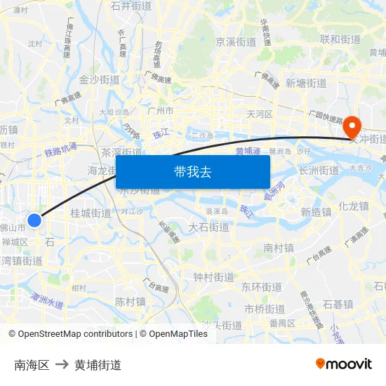 南海区 to 黄埔街道 map