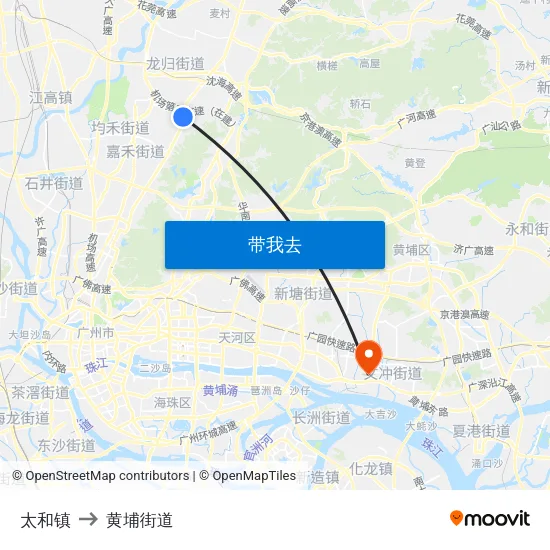 太和镇 to 黄埔街道 map
