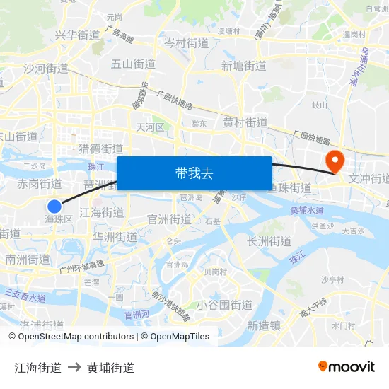 江海街道 to 黄埔街道 map
