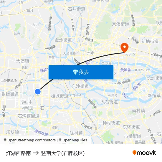 灯湖西路南 to 暨南大学(石牌校区) map