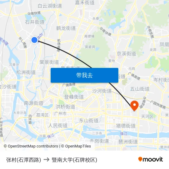 张村(石潭西路) to 暨南大学(石牌校区) map