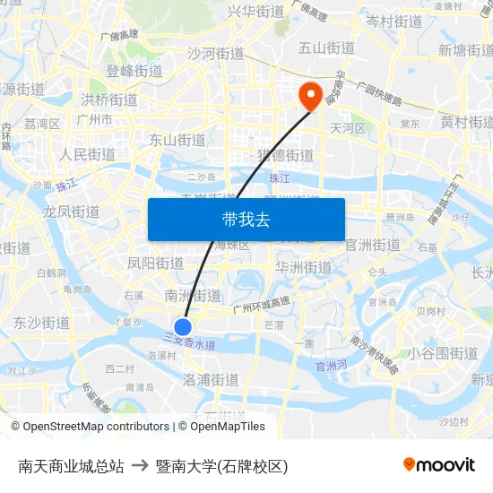 南天商业城总站 to 暨南大学(石牌校区) map